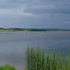 neu angelandete Sandbank gegenueber der Halbinsel Moenchgut